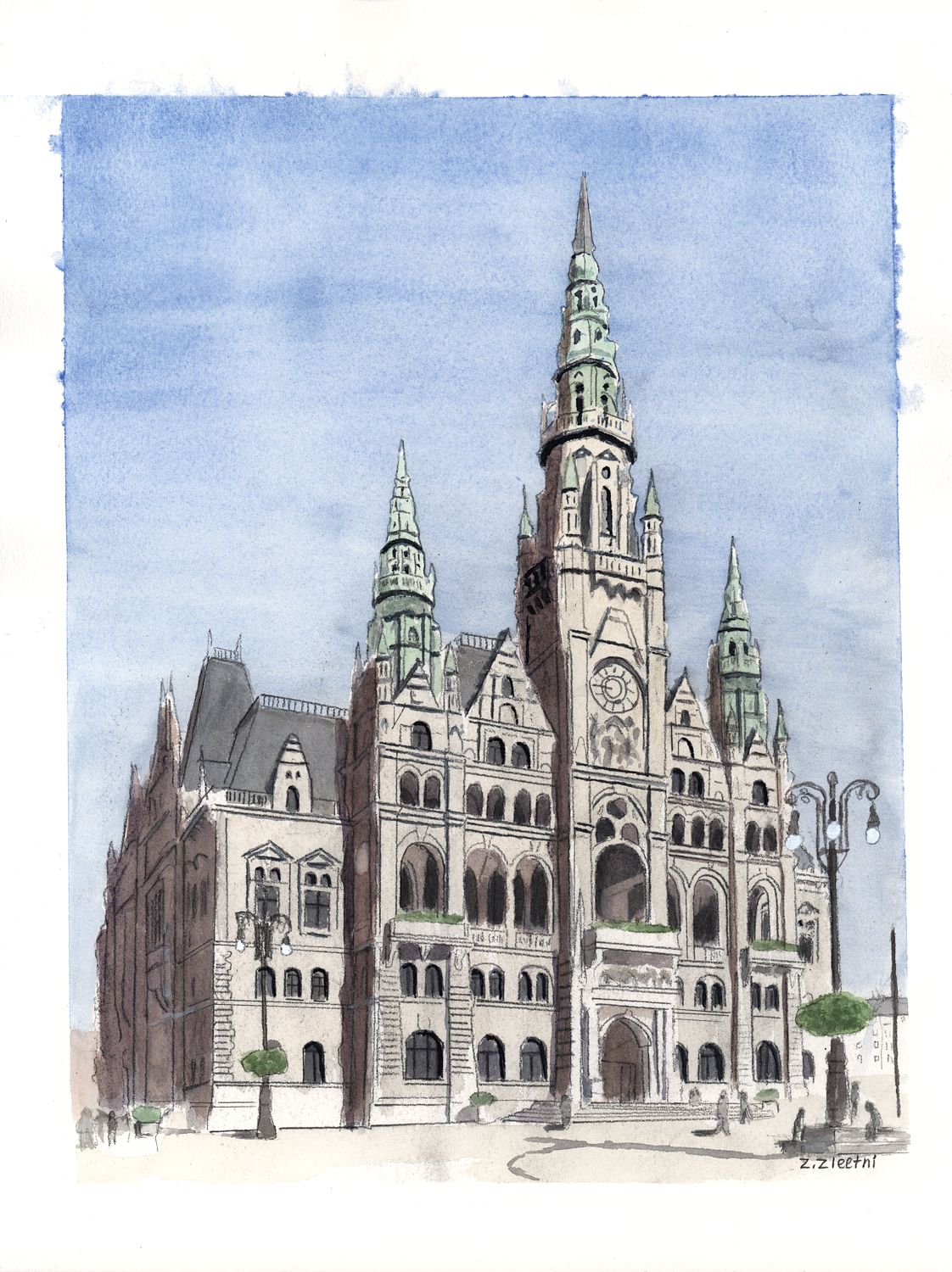 Reichenberger Rathaus Watercolor