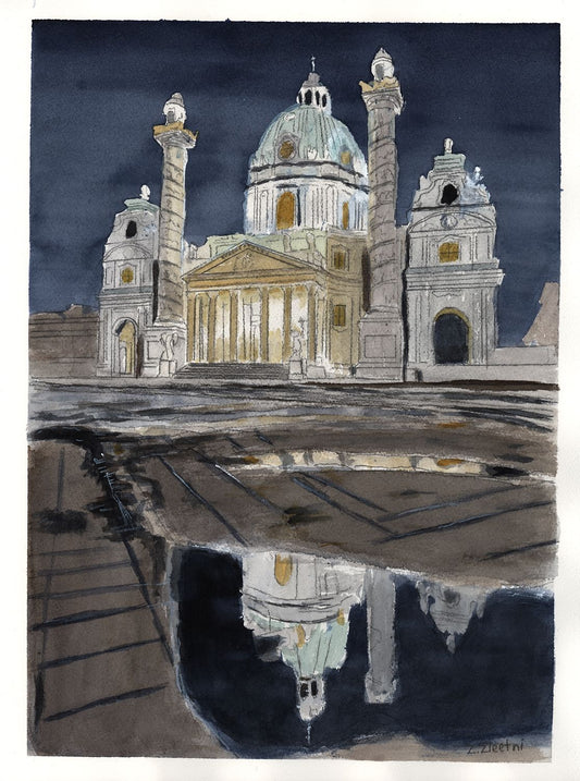 Karlskirche bei Nacht