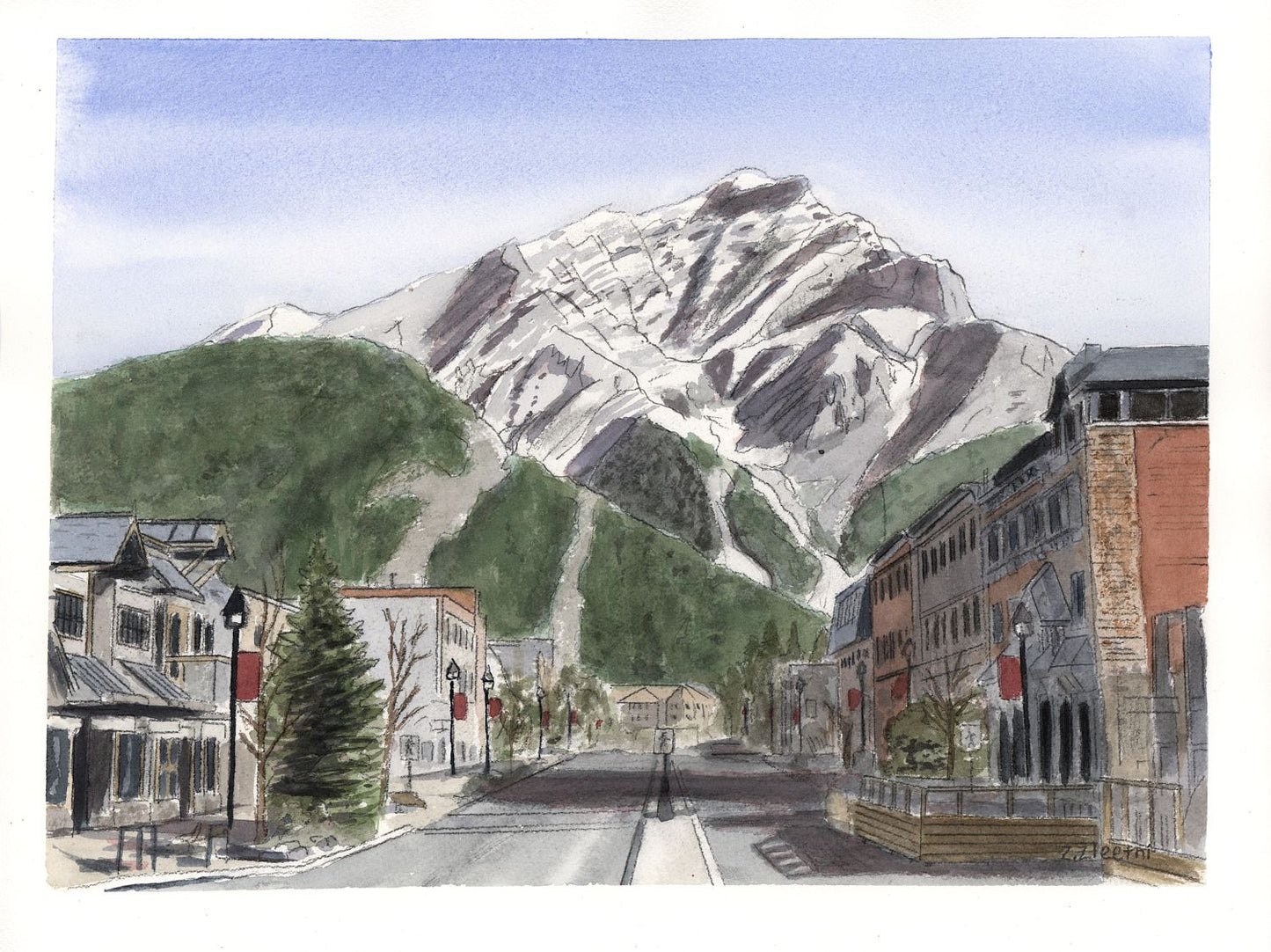 Banff Avenue 2 - Watercolor