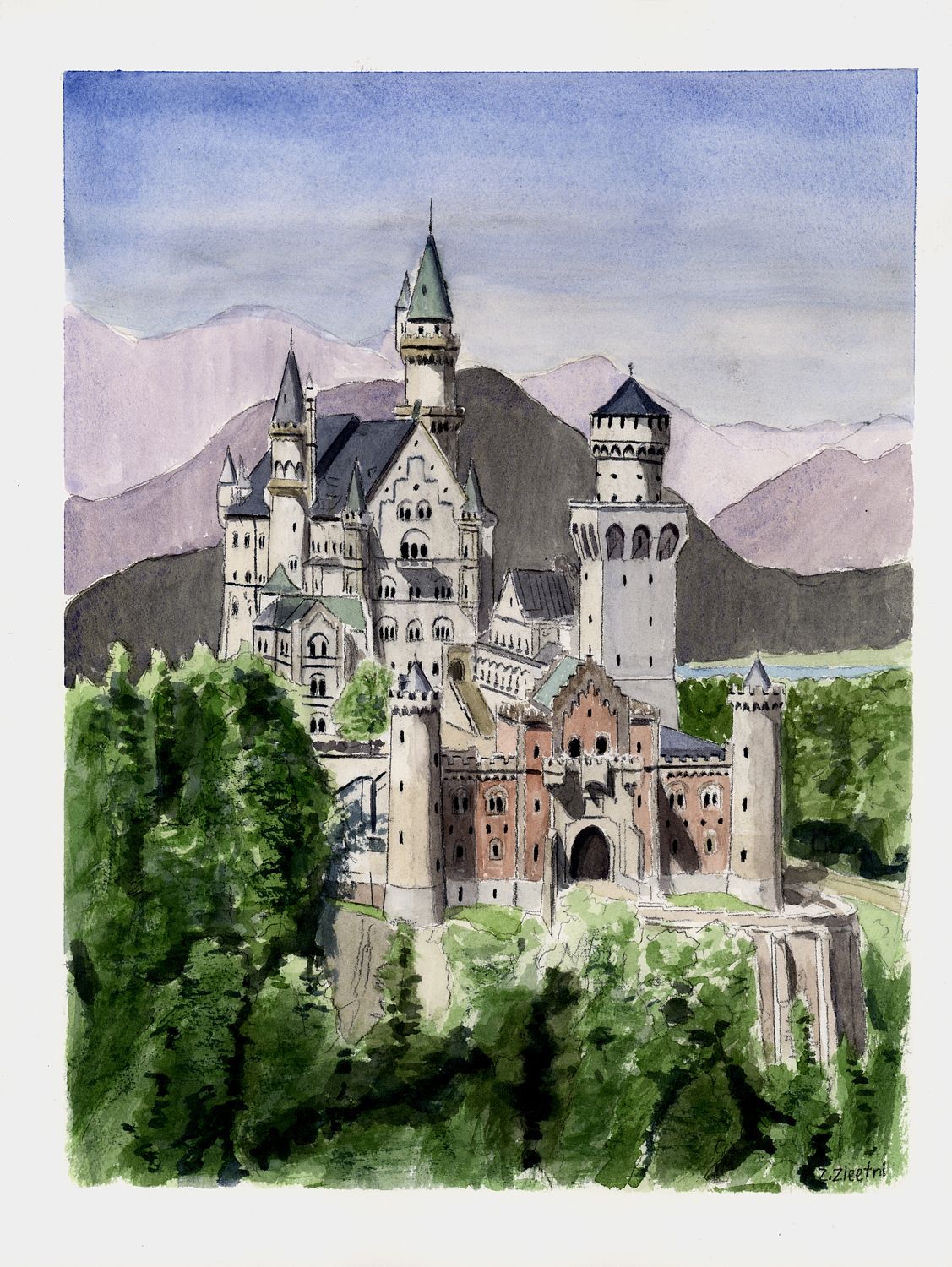 Schloss Neuschwanstein - Watercolor
